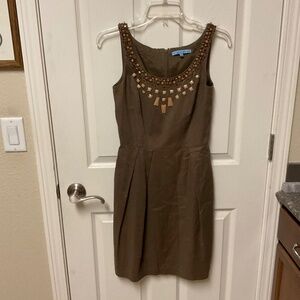 Antonio Melani linen dress.  Size 0.  Beautiful embellished neckline.